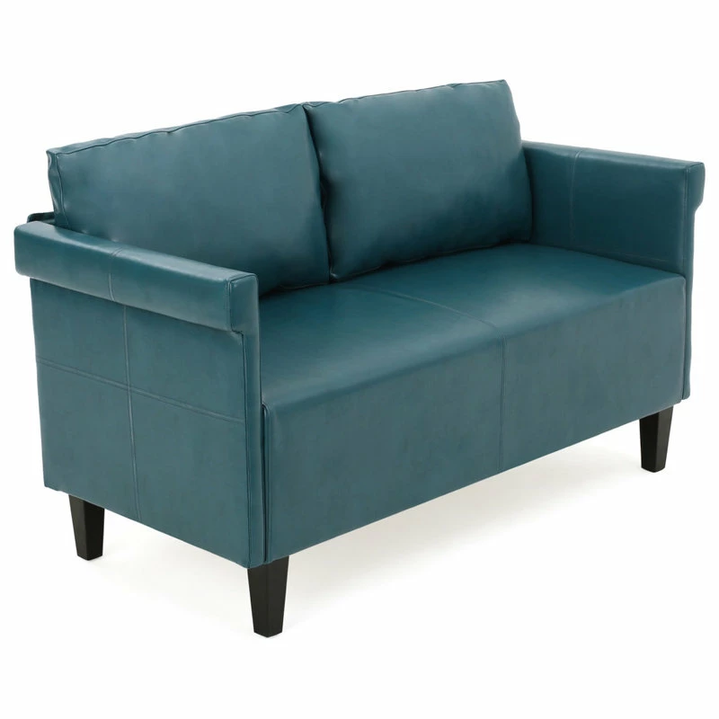 Wholesale 🌟 GDFStudio GDF Studio Harbison Leather Loveseat Settee, Teal 🤩 - Image 10