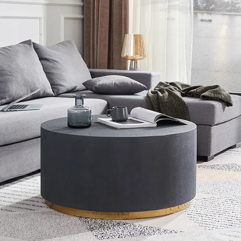 Cheapest ๐ฅฐ Homary Industrial Coffee Table Round Cement Coffee Table, Deep Gray ๐ - Image 3