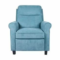 Cheapest 💯 EFurnish Contemporary Recliner, Padded Seat And Backrest With Rolled Arms, Blue ⭐