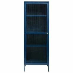 Coupon 🎁 Unique Furniture Bronco 1-Door Glass & Metal Display Cabinet In Blue ❤️