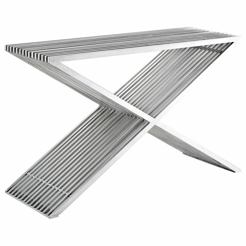 Buy ๐ LexMod Press Stainless Steel Console Table, Silver โ - Image 2