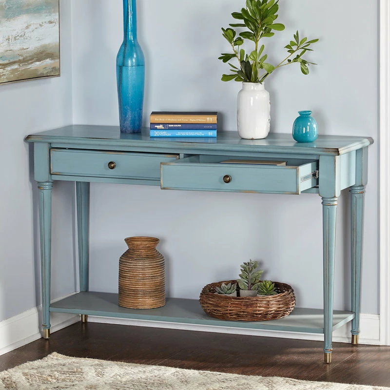 Cheapest 🔥 The Mezzanine Shoppe Emilia Sofa Table, Antique Blue With Distressed 🛒 - Image 4