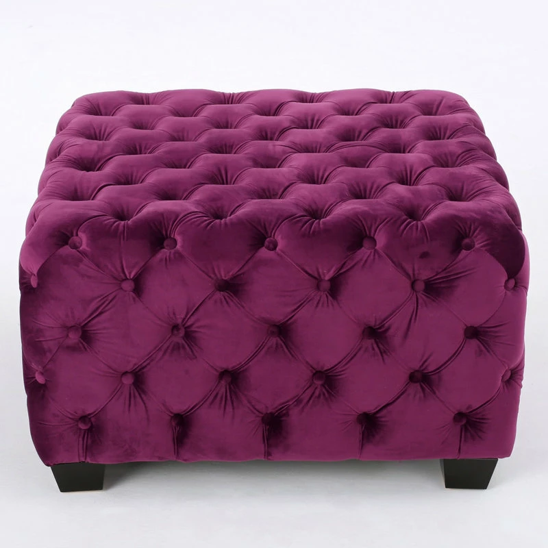 Best Pirce ๐ GDFStudio GDF Studio Provence Dark Teal Tufted Velvet Fabric Square Ottoman Bench, Fuchsia ๐ - Image 6