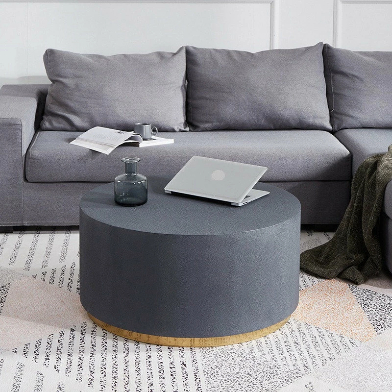 Cheapest ๐ฅฐ Homary Industrial Coffee Table Round Cement Coffee Table, Deep Gray ๐ - Image 5