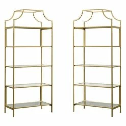Wholesale 💯 Home Square 2 Piece Bookcase Set In Satin Gold 🔥
