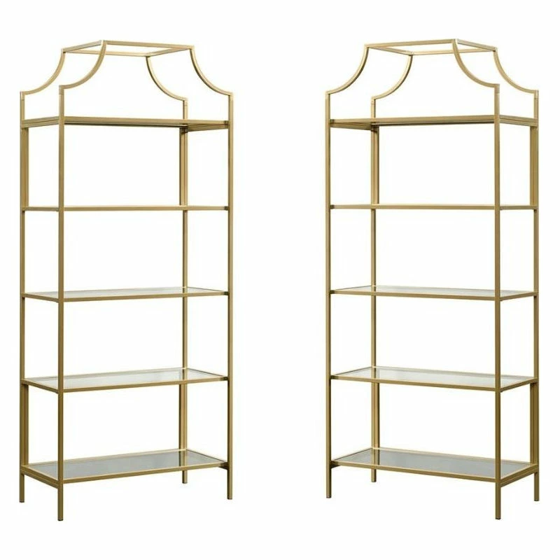 Wholesale 💯 Home Square 2 Piece Bookcase Set In Satin Gold 🔥