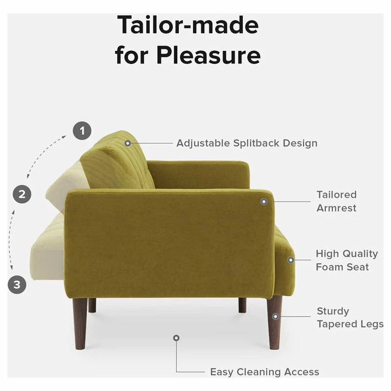 Cheapest 🧨 MopioInc Mopio Aaron Futon Convertible Sofa Sleeper Light Gray, Antique Gold 🥰 - Image 3