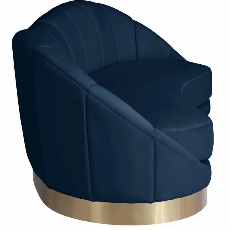 New โ Meridian Furniture Shelly Velvet Sofa With Brushed Gold Stainless Steel Base, Navy ๐ - Image 4