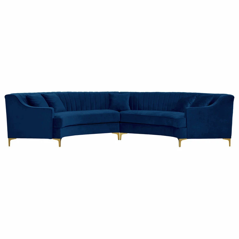Promo โจ Meridian Furniture Jackson Velvet 2-Piece Sectional, Navy ๐