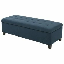 Best Pirce 🎁 GDFStudio GDF Studio Sterling Fabric Tufted Storage Ottoman, Dark Blue 🎁