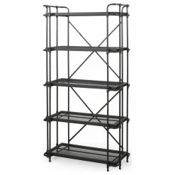 Buy 🧨 GDFStudio Dwayne Industrial 5 Shelf Iron Mesh Bookcase 🛒