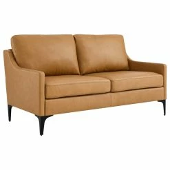 Coupon 🌟 LexMod Corland Leather Loveseat, Tan ❤️