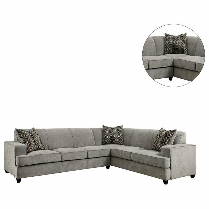 Hot Sale โจ Coaster Home Furnishings Fabric Upholstered L-Shape Sleeper Sectional, Gray ๐ - Image 5