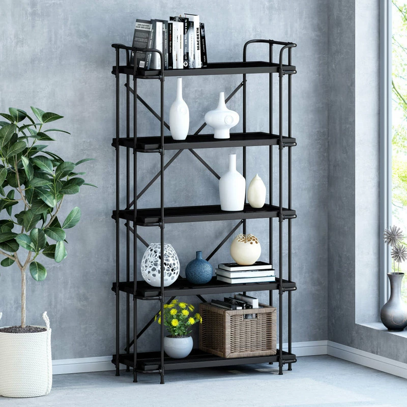 Buy ๐งจ GDFStudio Dwayne Industrial 5 Shelf Iron Mesh Bookcase ๐ - Image 2