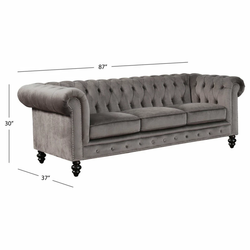 Outlet ๐ Abbyson Living Grand Chesterfield Sofa, Gray ๐คฉ - Image 5