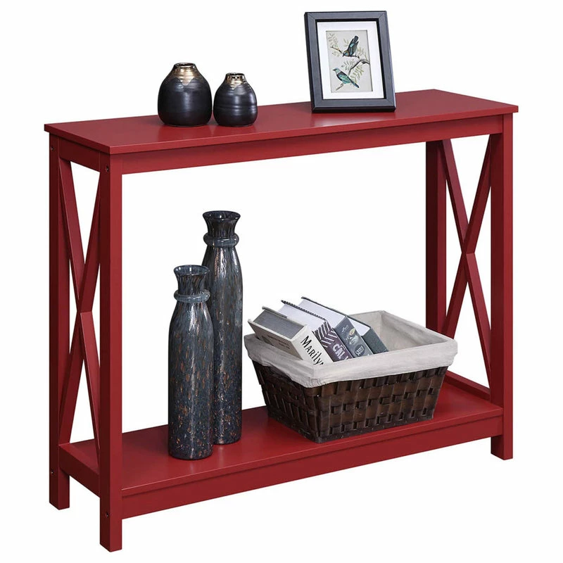 Promo 🔥 Convenience Concepts Oxford Cranberry Red Console Table With Shelf S20-317 ⭐