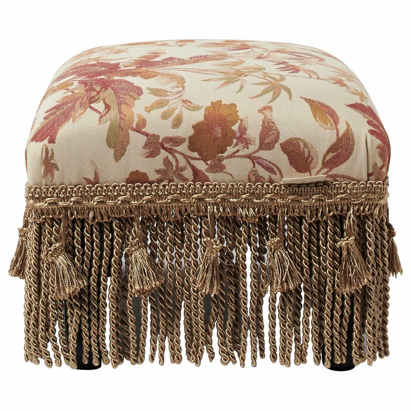 Best Sale ๐ Jennifer Taylor Home Fiona Accent Footstool Ottoman, Orange Beige Floral Jacquard ๐คฉ - Image 6