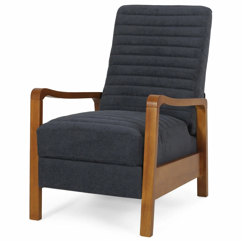 Best Sale ๐ GDFStudio Neihart Channel Stitch Pushback Recliner, Charcoal And Teak, Fabric โค๏ธ - Image 4