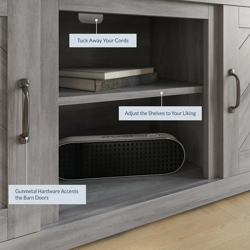 Top 10 ๐ BELLEZE Hilo 58" Barn Door TV Stand Console For TVs Up To 65", Gray Wash ๐ - Image 5