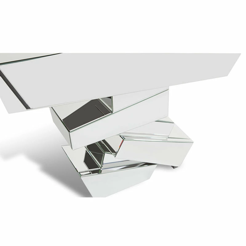 Cheapest ๐ฅ Zuri Furniture Modern Naxos Console Table Mirrored Glass Finish Sharp Geometric Design ๐ฅฐ - Image 3