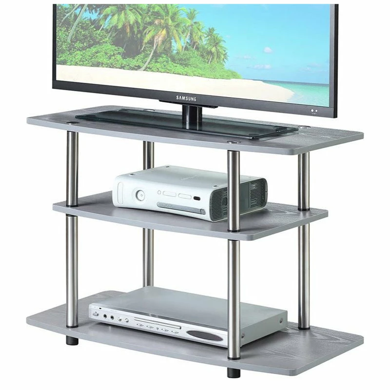 New ❤️ Convenience Concepts Designs2Go 32" Three-Tier TV Stand In Gray Wood Finish ✨ - Image 3