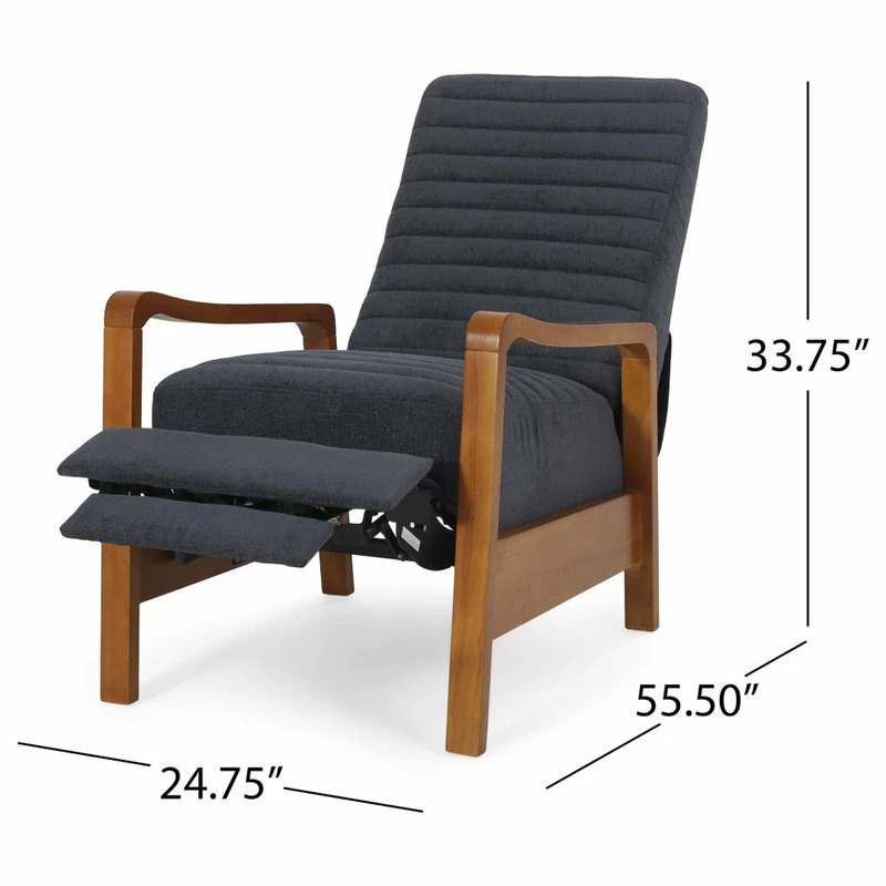 Best Sale ๐ GDFStudio Neihart Channel Stitch Pushback Recliner, Charcoal And Teak, Fabric โค๏ธ - Image 5
