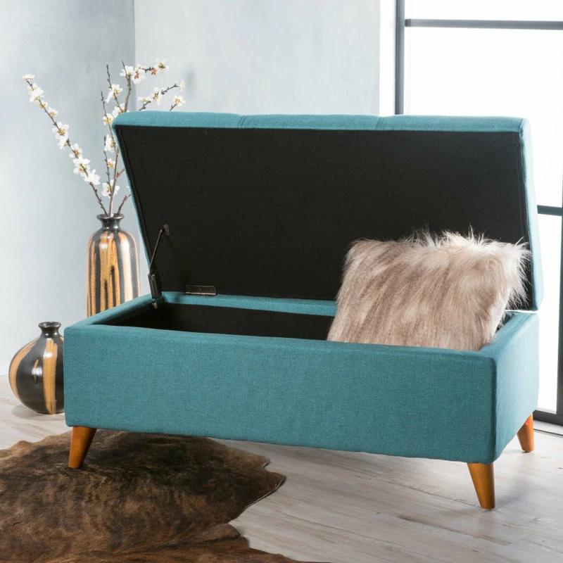 Brand new ๐ GDFStudio GDF Studio Etoney Fabric Storage Ottoman, Teal ๐ - Image 3