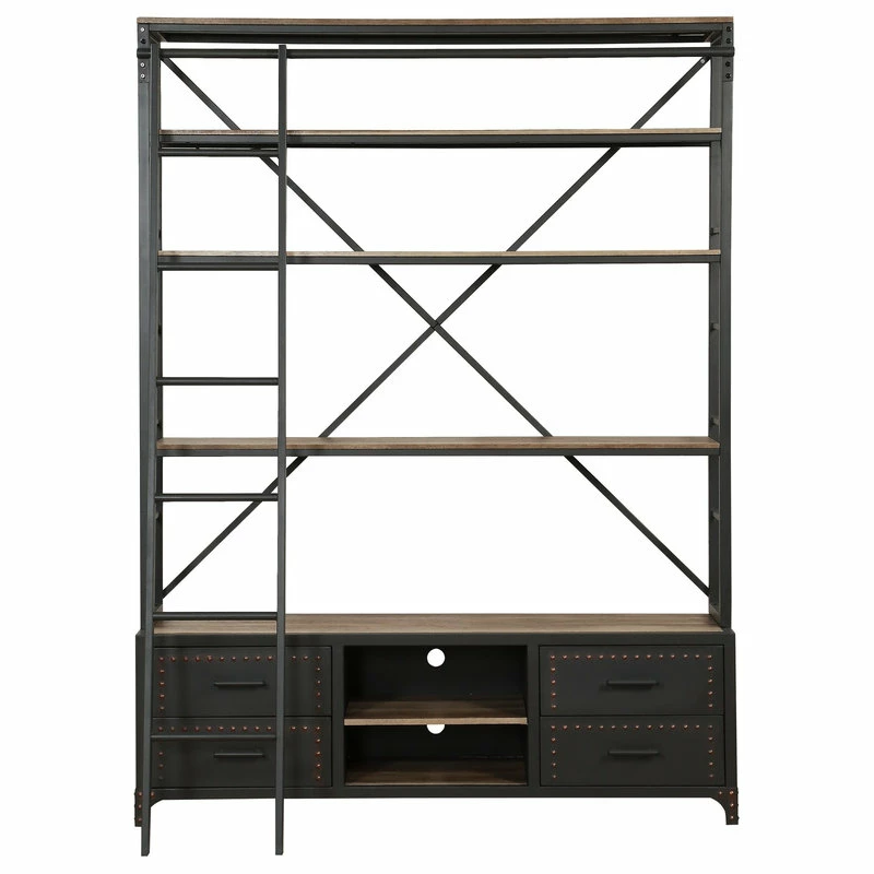 Cheapest ๐ Acme Furniture ACME Actaki Etagere Bookcase With Ladder In Sandy Gray ๐งจ - Image 2