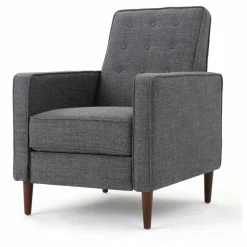 Buy 🥰 GDFStudio GDF Studio Macedonia Mid-Century Modern Button Tufted Fabric Recliner, Gray Fabric 🧨