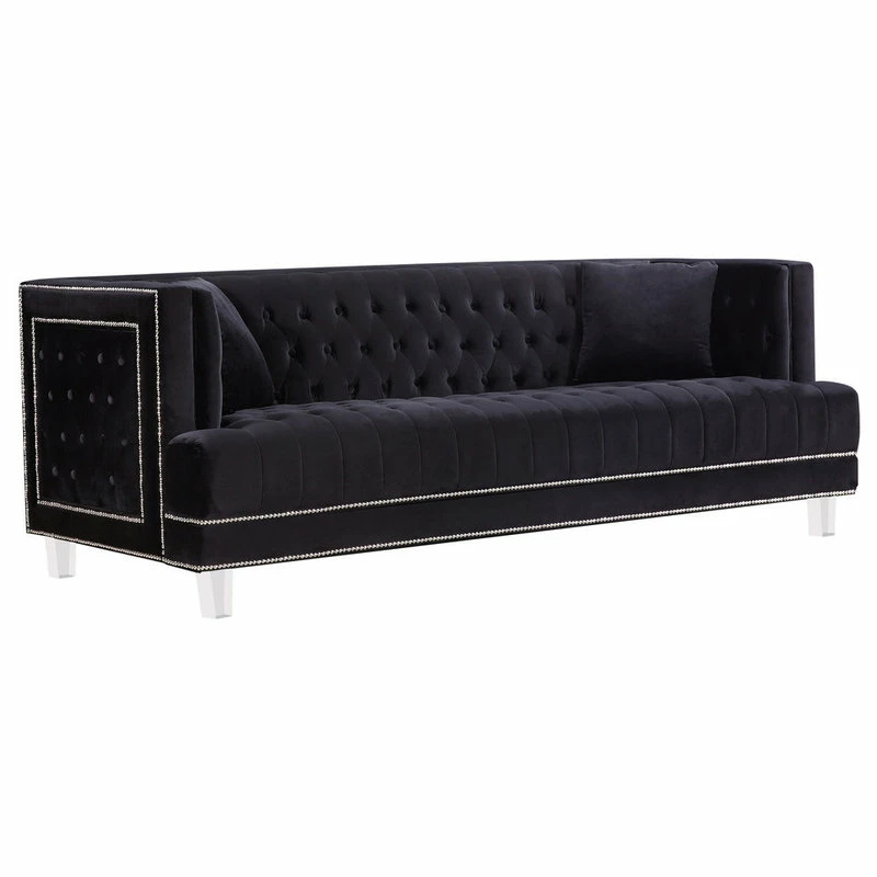 Best deal 😀 Meridian Furniture Lucas Velvet Sofa, Black 🔥