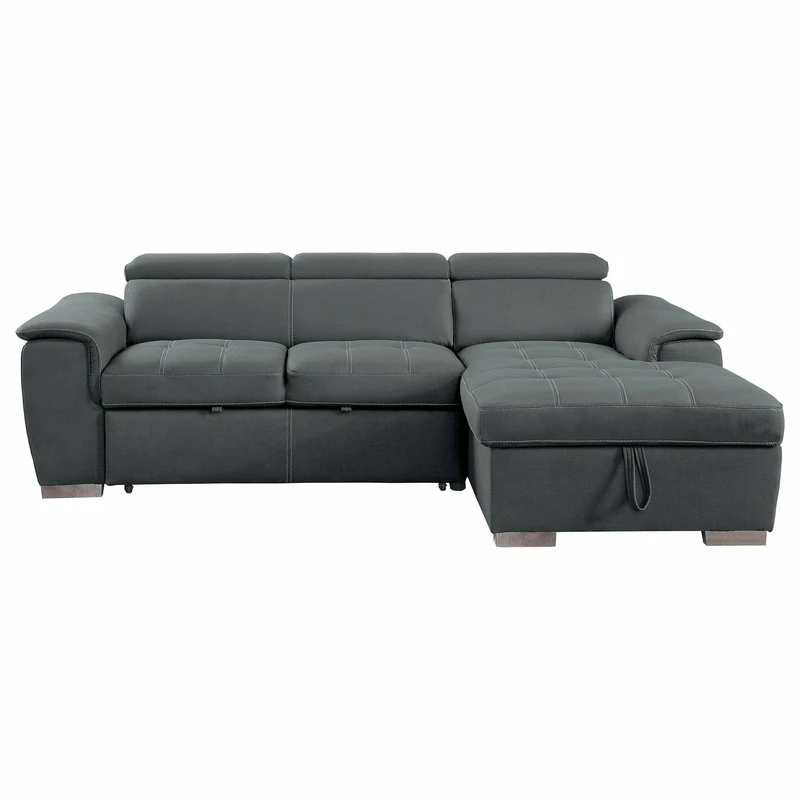 Outlet 𧨠Lexicon Home Elenor 2-Piece Set Sectional Sofa With Pull-Out Bed And Storage, Gray π