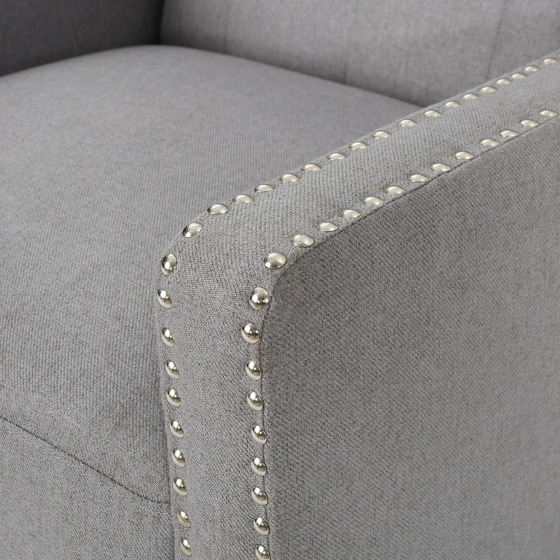 Coupon 🔔 GDFStudio GDF Studio Izaak Tufted Back Fabric Recliner Chair, Light Gray ⌛ - Image 9