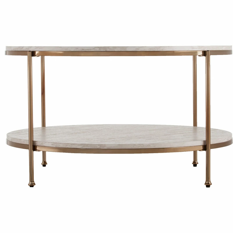 Wholesale โค๏ธ SEI Furniture Silas Round Faux Stone Cocktail Table - Champagne With Faux Travertine ๐ - Image 2