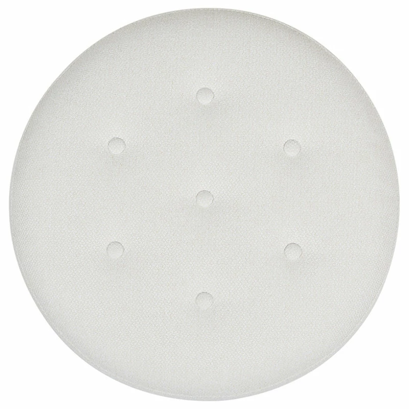 Promo ✔️ Jennifer Taylor Home Yolanda 24" Tufted Round Ottoman With Bullion Trim, Alabaster Off White Tweed ✨ - Image 7