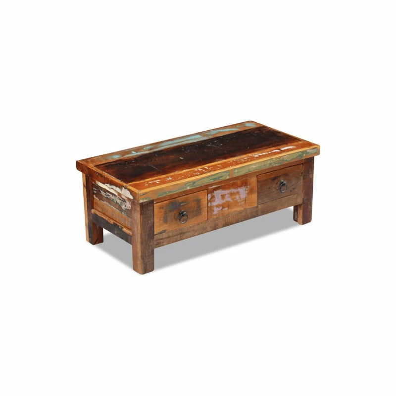 Best Pirce 🔔 Vida XL LLC Vidaxl Coffee Table Drawers Solid Reclaimed Wood 35.4"x17.7"x13.8" 🥰 - Image 2
