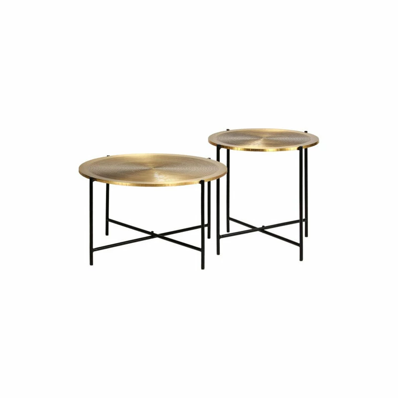 Budget 😍 Vida XL LLC VidaXL 2 Piece Table Set Brass-covered MDF Coffee Table Living Room Furniture 👍