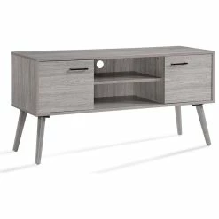 Best Pirce 🧨 GDFStudio GDF Studio Amal Mid Century Modern Finished Fiberboard Entertainment Center, Gra ⭐