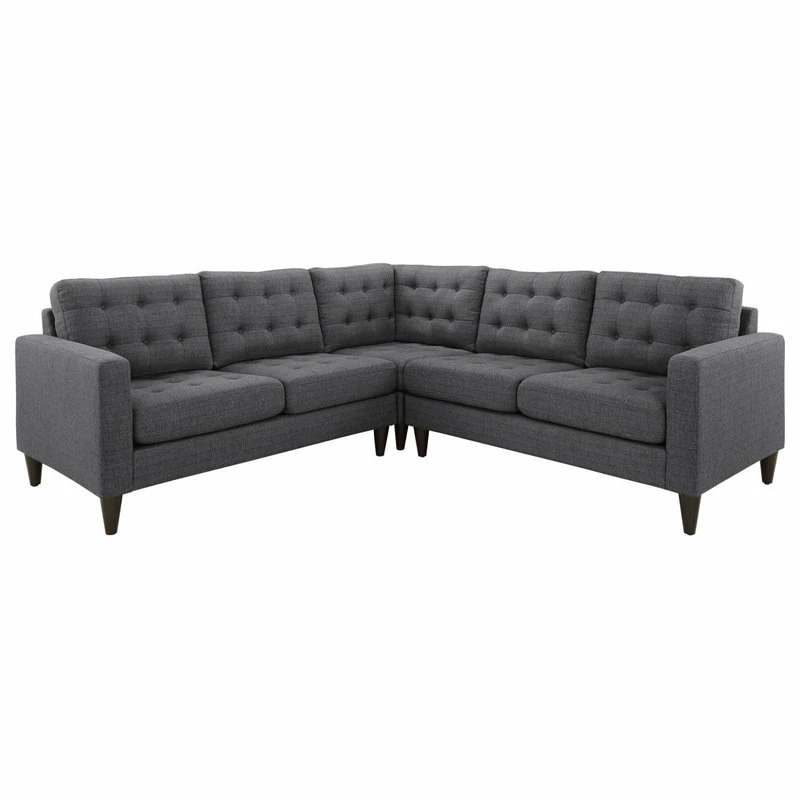 Best reviews of 👏 LexMod Empress 3-Piece Upholstered Fabric Sectional Sofa Set, Gray 💯 - Image 2