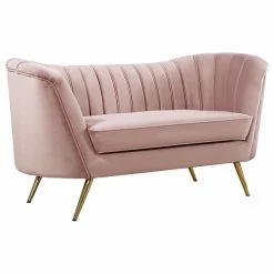 Best deal 🧨 Meridian Furniture Margo Velvet Loveseat, Pink 😉
