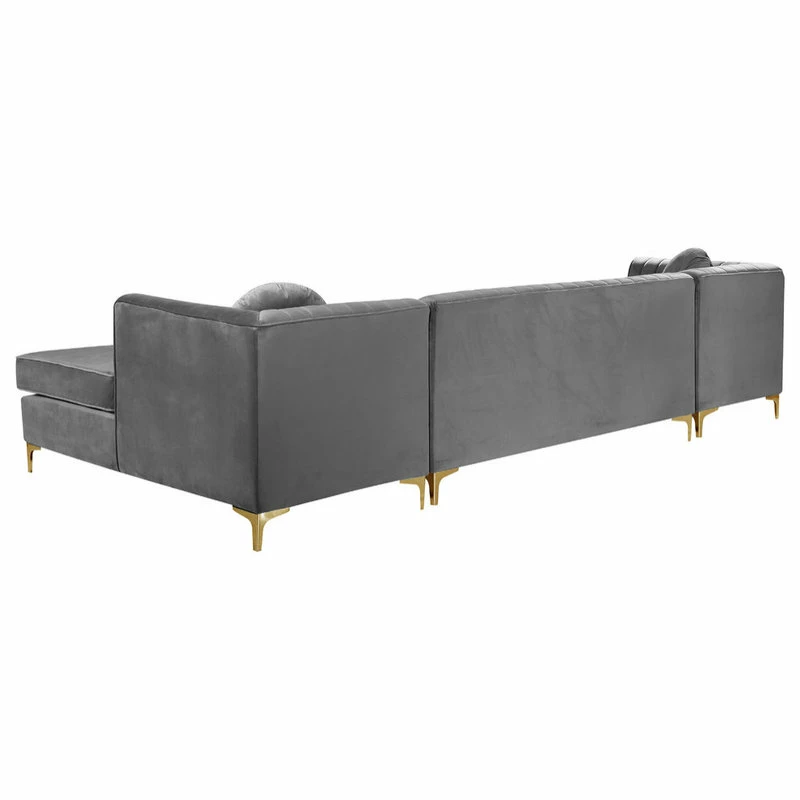 Top 10 ❤️ Meridian Furniture Graham Gray Velvet 3pc. Sectional, Gray 🌟 - Image 5