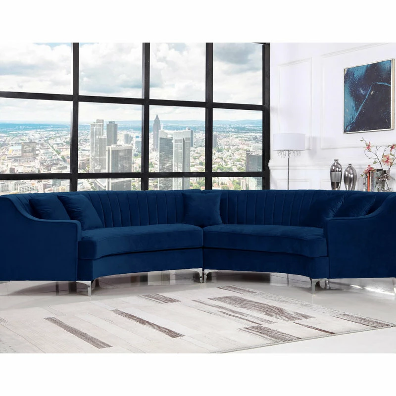 Promo โจ Meridian Furniture Jackson Velvet 2-Piece Sectional, Navy ๐ - Image 4