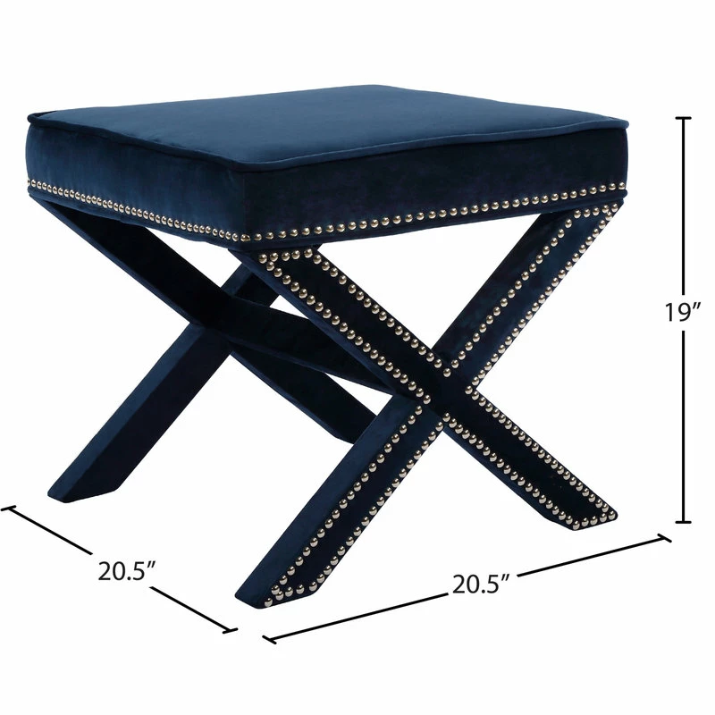 Best deal ❤️ Meridian Furniture Nixon Navy Velvet Ottoman/Bench ✔️ - Image 5