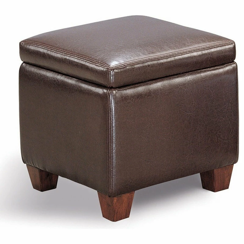 Deals 🥰 Coaster Home Furnishings Coaster Casual Faux Leather Storage Cube Ottoman, Brown 🎁 - Image 3
