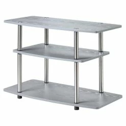 New โค๏ธ Convenience Concepts Designs2Go 32" Three-Tier TV Stand In Gray Wood Finish โจ
