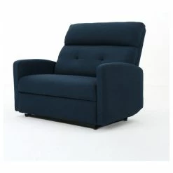 Outlet ❤️ GDFStudio GDF Studio Hana Plush Cushion Tufted Back Loveseat Recliner, Fabric/Navy Blue ✨