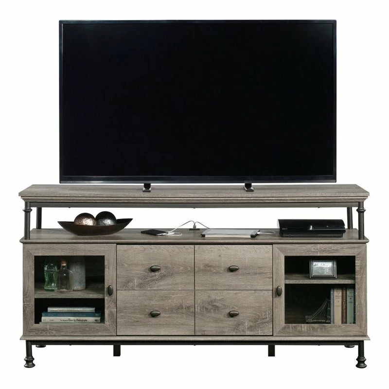 Hot Sale 🥰 Sauder Canal Street Engineered Wood And Metal 60" TV Stand In Northern Oak 💯 - Image 5