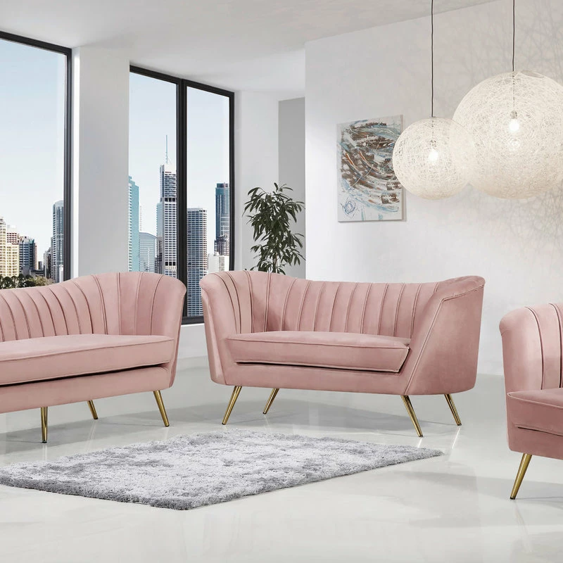 Best deal ๐งจ Meridian Furniture Margo Velvet Loveseat, Pink ๐ - Image 3