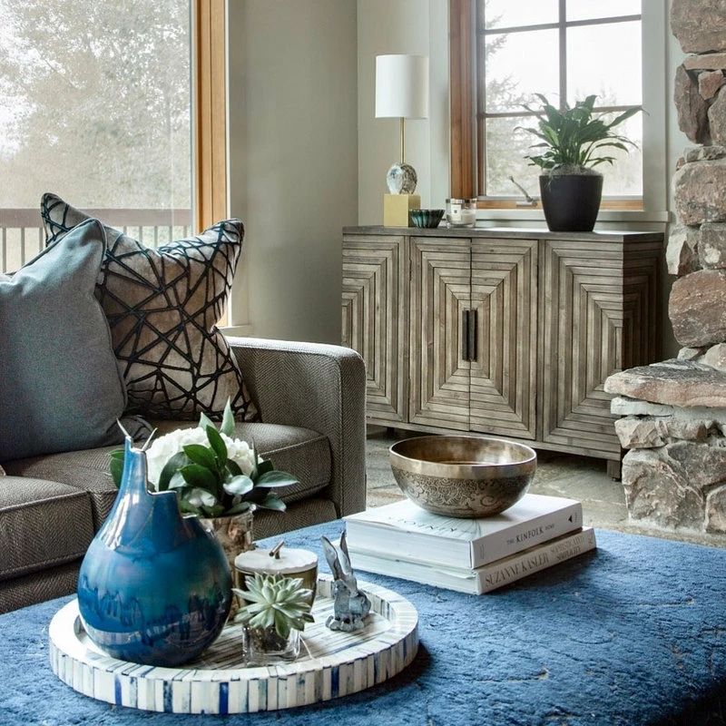 Wholesale 💯 Uttermost Midcentury Modern Pieced Wood Console Cabinet, Geometric Table Squares 🤩 - Image 12