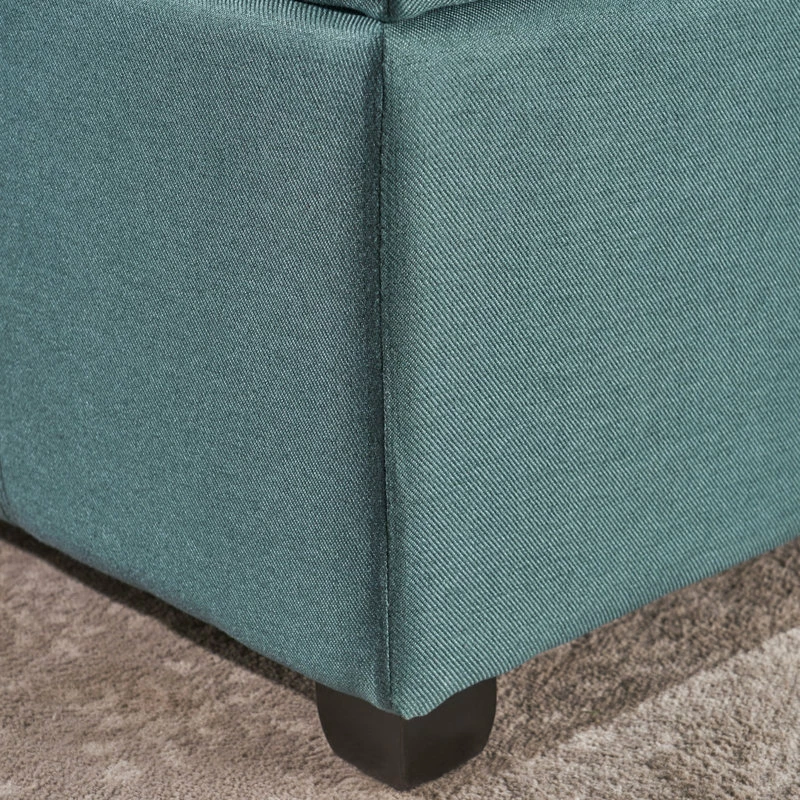 New 🛒 GDFStudio GDF Studio Carlyle Fabric Storage Ottoman, Dark Teal Fabric ✨ - Image 8