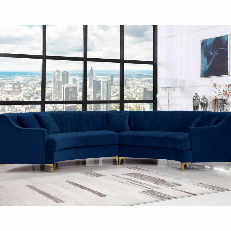 Promo โจ Meridian Furniture Jackson Velvet 2-Piece Sectional, Navy ๐ - Image 3